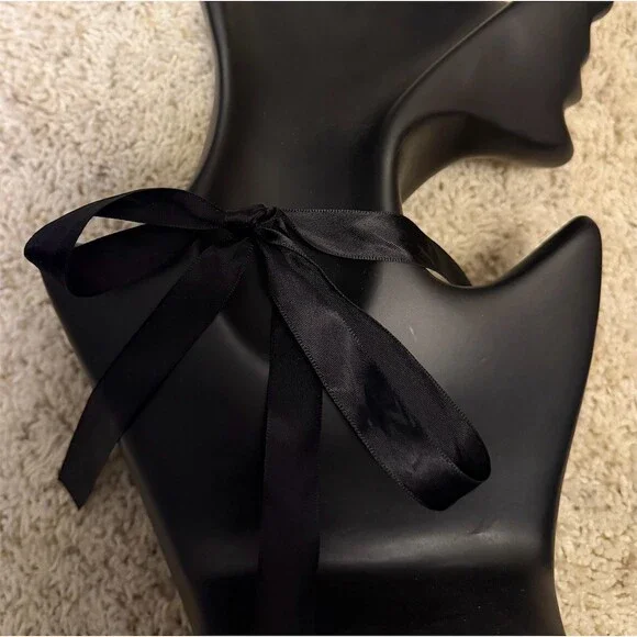 Statement Black Ribbon Tie Bib Collar Choker Clear Crystal Cluster - Picture 2 of 3